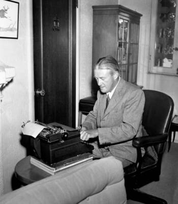 British author James Hilton at his apartment off of Sunset Boule 1940s Photo 6