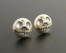 Handmade Unique Sterling Silver Jack O Lantern Stud Earrings Gothic Halloween
