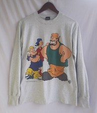 Vintage 90s Popeye Brutus Olive T-Shirts 2 Side 50/50 Gray size M