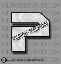 Ford Powerstroke Turbo Diesel P White Camo Kryptic Window Sticker Decal
