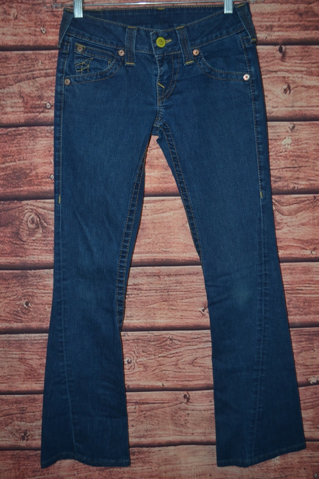 True Religion Women's Joey Flap Pocket Blue Denim Jeans Sz 26x31 thumbnail 4