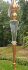 Frontgate Crystal and Gold 14" Long Finial Ornaments Set of 4 Mouth Blown NIB
