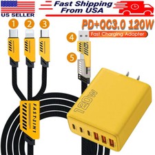 120W Fast Type C Wall Charger , 6-in-1 65W Super Fast Cable For Cell Phone iPad