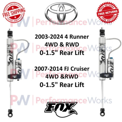 Fox Adj Reservoir 0-1.5'' Rear Shock Pair For 03-24 4Runner & 07-14 FJ Cruiser