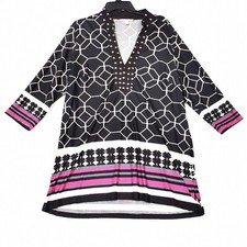 MARIA GABRIELLE Women's Plus Geometric Print Sheath Dress Black Size 1X