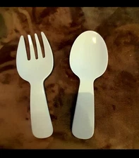 White Melamine Salad Serving Utensil 2 Pcs Set