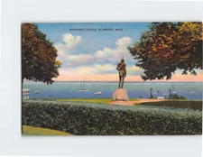 Postcard Massasoit Statue Plymouth Massachusetts USA