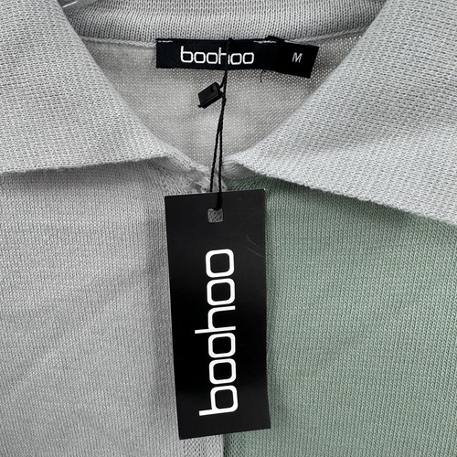 Boohoo Color Block Knitted Cardigan Sweater Women’s Sz M Sage Color Long Sleeve - Picture 7 of 11