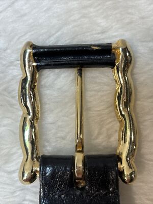 VTG Linda Allard Ellen Tracy Large Black Belt Buffalo Calf  display picture 1