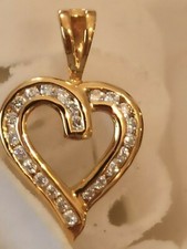 Real Diamond Heart Pendant Natural Diamond Heart Jewelry Solid 18k Yellow Gold