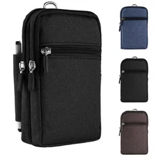 7 inch Phone Belt Clip Zipper Bag Waist Pouch For iPhone 16 Pro Max / 15 Pro Max