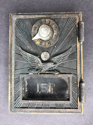 Antique U.S. Post Office Mail Box Door #151 Flying Eagle Brass Combination Lock