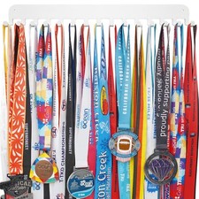 White Medal Hanger Holder Display Wall Rack Frame-Running Medal Hanger Displa...