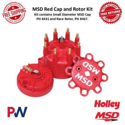 MSD Distributor Cap And Rotor Red Kit Small Diameter PN 8431 / PN 8467 #84315