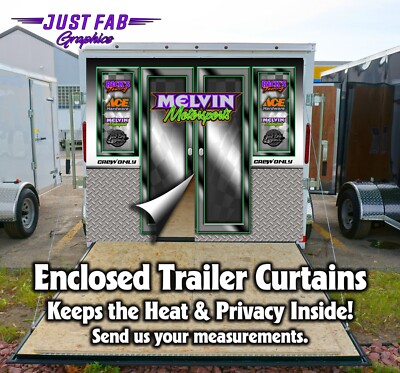 Fully Custom Race Team Racing Enclosed Trailer Rear Door Vinyl Curtains