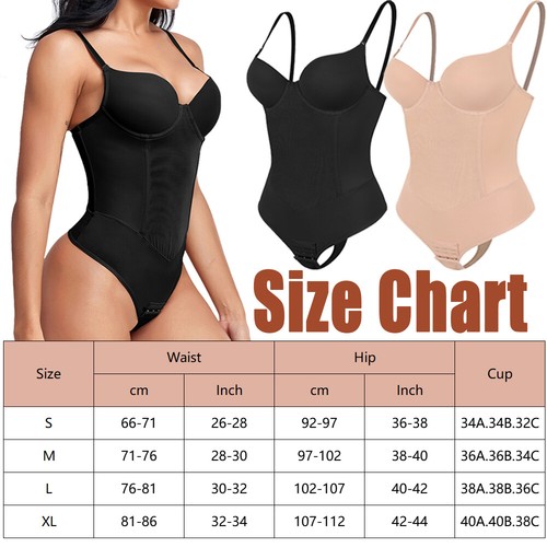 Women's Thong Full Body Shaper Bodysuit Tummy Slimming Built-in Bra Shapewear - Picture 2 of 38