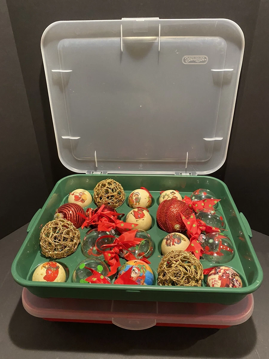 2 Sterilite Hard Plastic Christmas 3.5 Ornament Storage 20 Count WITH