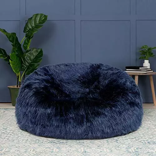 Fur Bean Bag Cover Only Navy blue Without Beans Bean bag XXXL Size