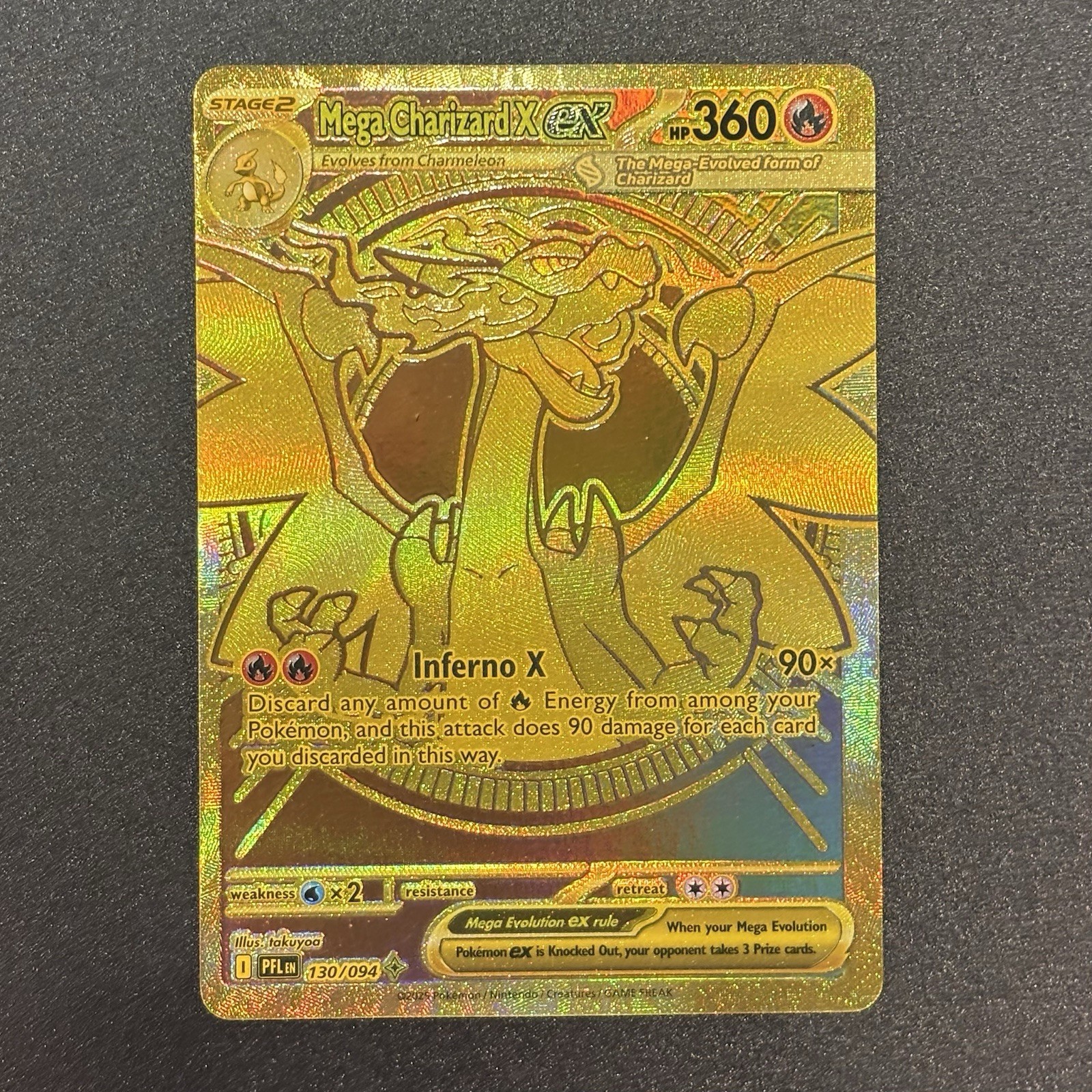 Mega Charizard X ex 130/094 Pokemon Me02: Phantasmal Flames Holo NM