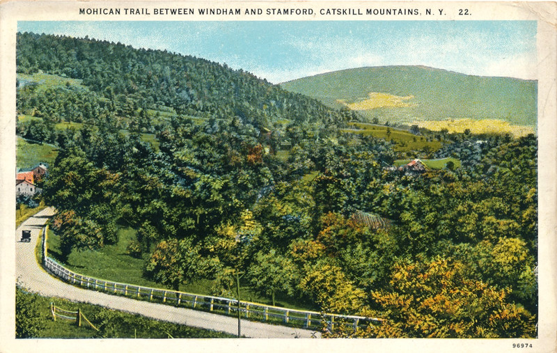 MOHICAN TRAIL BEWTEEN WINDHAM AND STAMFORD, CATSKILL MOUNTAINS, N.Y. HOUSES.