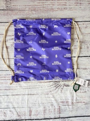 Girl Scouts Drawstring Bag Purple New With Tags Set Of 3 Crm Cord My GS Kit Bag