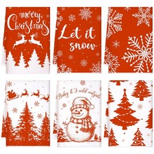 Breling 6 Pcs Christmas Kitchen Towels Orange Red 23.62 x 15.75 inches, 