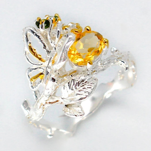1.5Ct Oval Cut Lab Created Citrine Wedding Ring 14K White Gold Plated Silver - Picture 4 of 5