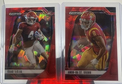 2025 Prizm Draft Picks - Isaac Teslaa And The Sun God Red Cracked Ice Prizm