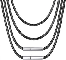 4Pcs Black Necklace Cords, Woven Wax Rope Chain for Pendant, 2Mm Width, 16-22 In