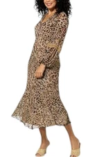 Antthony Women's Printed Mesh Bishop-Sleeve Patio Dress Animal Multi