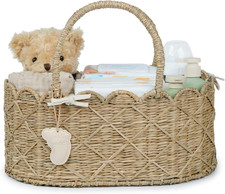YANGQIHOME Diaper Caddy Organizer, Seagrass Nursery Baby Basket for Baby Essenti