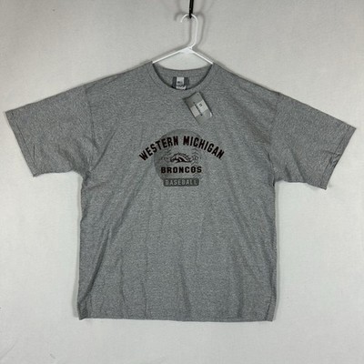Wester Michigan Broncos Baseball NEW Short Sleeve Tshirt Mens 2XL Gray Sport NWT