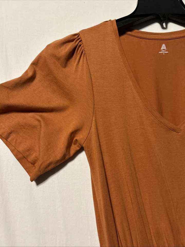 Vestido Able Cintura Ajustada Sunnie Ámbar/Naranja Talla Pequeña Supima Algodón Elástico Foto 3 de 4