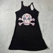 90s Vintage Skeletons Skull Tank Top Shirt Girls Youth Small 12x26 Made in USA