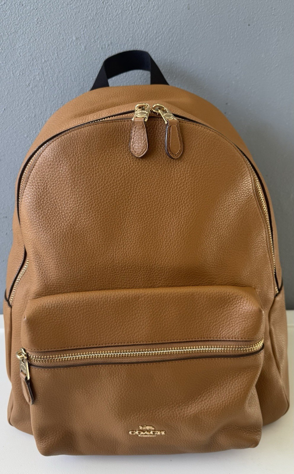 COACH Brown Pebbled Leather Backpack Classic Style Gently Used Pre-Owned