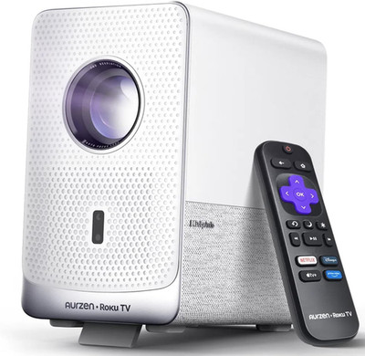 Roku TV Smart Projector with Wifi and Bluetooth, D1R Cube Roku Streaming Experie