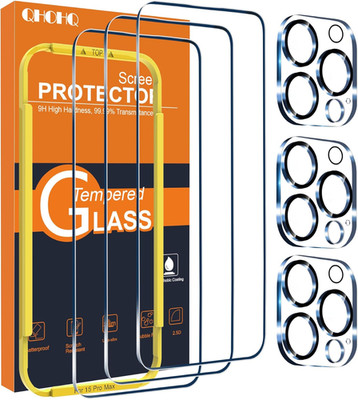 QHOHQ 3 Pack Screen Protector for iPhone 15 Pro Max [6.7 Inch] with 3 Pack Camer