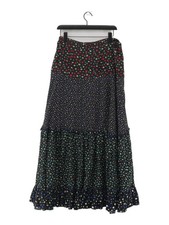 RIXO Women's Maxi Skirt M Black Floral Lyocell Modal with Cotton Long Maxi
