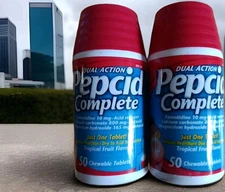 2 #1PEPCID DUAL ACTION RELIEVES HEARTBURN DUE TO ACID INDIGESTION TROPICAL 50 X2