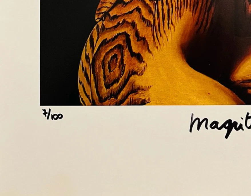 Impresión original firmada a mano por René Magritte con certificado de autenticidad y +$3.500 USD de valoración Foto 4 de 4