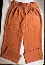 Nine West Women's Dress Pants Wide-Leg High-Rise Size 10 NWT Burnt Orange Color