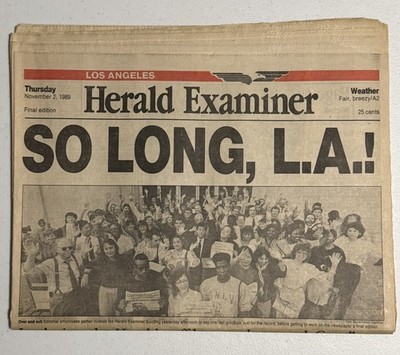Herald Examiner Nov 2 1989 Los Angeles So Long L.A. Final Edition