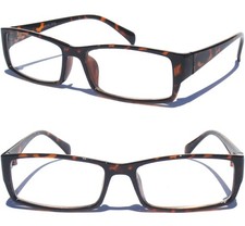 Tortoise Shell Style CLEAR LENS GLASSES Retro Vintage Style Hipster Slim Polite