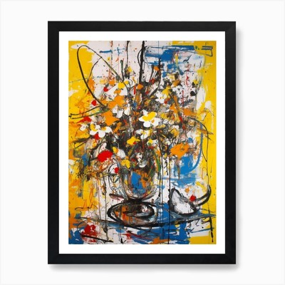 Freesia With A Cat 3 Abstract Expre Framed Wall Art Poster Canvas Print Picture