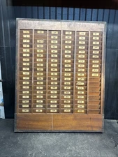 Vtg 108 Slot Time Punch Card Holder Wood  Industrial Wall Mount 36.5''x29''x1.5'