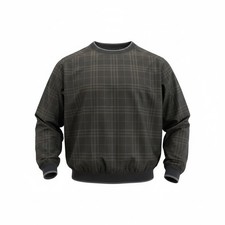 Burberry Golf Mens Small Grey Check Plaid Windbreaker Pullover Crewneck Jacket