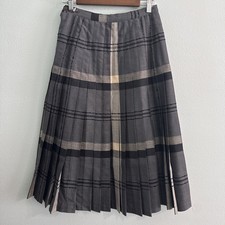 Vintage 60's Highland Queen Virgin Wool Gray Plaid Reversible skirt Women 10