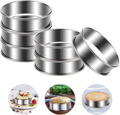 6 Stück Dessertringe 8cm Edelstahl Servierringe Pfanne Spiegelei Pancake Formen