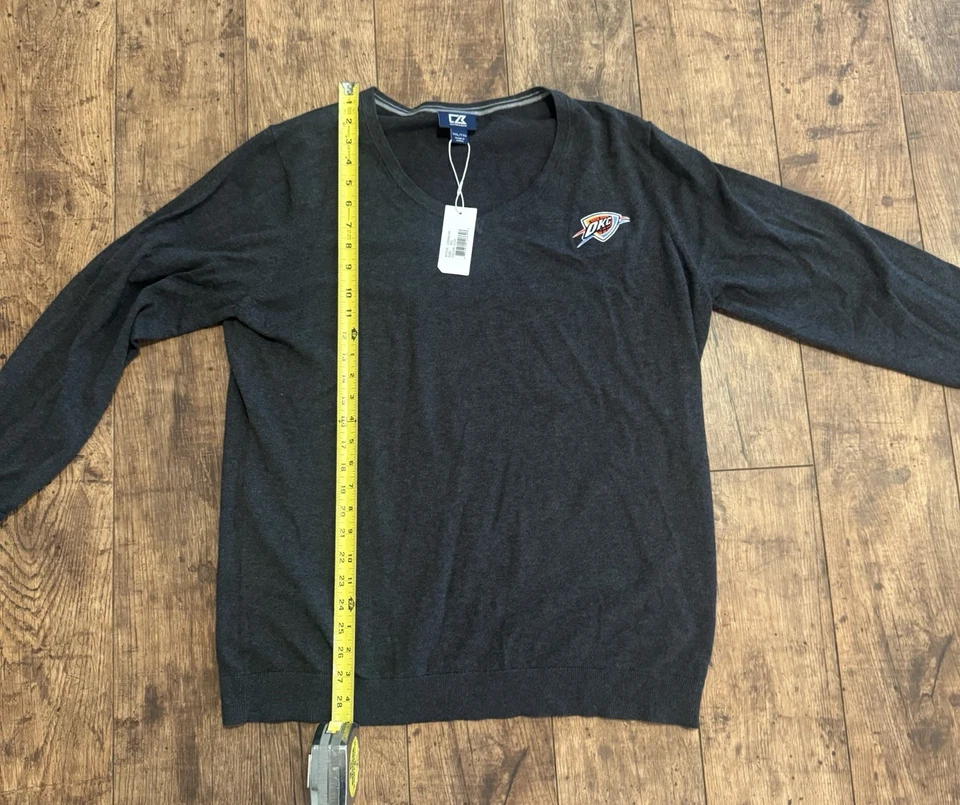 Cutter & Buck Golf SweaterV-Neck OKC  Thunder Men's 2XL Gray Cotton XL - Image 4 of 4