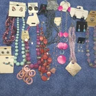 Vintage Fashion Costume Resell Jewelry lot Necklace Earrings Blue Pink Beads